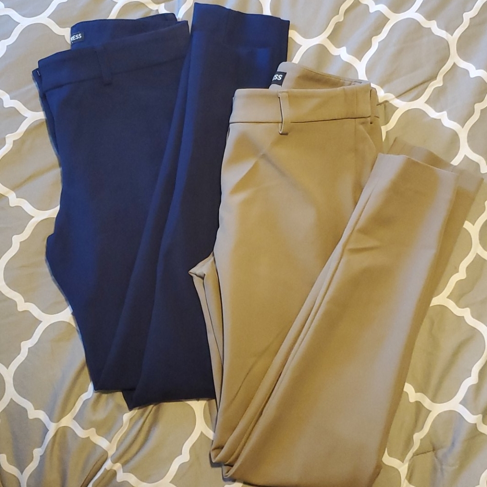 Express Skinny Navy & Tan Dress Pants